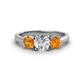 1 - Quyen GIA Certified 1.80 ctw (6.50 mm) Round Natural Diamond and Citrine Three Stone Engagement Ring 