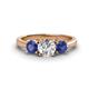 1 - Quyen GIA Certified 1.80 ctw (6.50 mm) Round Natural Diamond and Iolite Three Stone Engagement Ring 