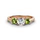 1 - Quyen GIA Certified 2.00 ctw (6.50 mm) Round Natural Diamond and Peridot Three Stone Engagement Ring 