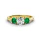 1 - Quyen GIA Certified 1.80 ctw (6.50 mm) Round Natural Diamond and Emerald Three Stone Engagement Ring 
