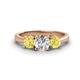 1 - Quyen GIA Certified 2.06 ctw (6.50 mm) Round Natural Diamond and Yellow Sapphire Three Stone Engagement Ring 