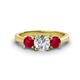 1 - Quyen GIA Certified 2.10 ctw (6.50 mm) Round Natural Diamond and Ruby Three Stone Engagement Ring 