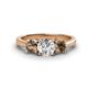 1 - Quyen GIA Certified 1.95 ctw (6.50 mm) Round Natural Diamond and Smoky Quartz Three Stone Engagement Ring 