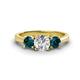 1 - Quyen GIA Certified 2.00 ctw (6.50 mm) Round Natural Diamond and London Blue Topaz Three Stone Engagement Ring 