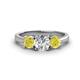 1 - Quyen GIA Certified 2.00 ctw (6.50 mm) Round Natural Diamond and Yellow Diamond Three Stone Engagement Ring 