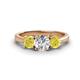 1 - Quyen GIA Certified 2.00 ctw (6.50 mm) Round Natural Diamond and Yellow Diamond Three Stone Engagement Ring 