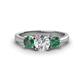 1 - Quyen GIA Certified 2.10 ctw (6.50 mm) Round Natural Diamond and Lab Created Alexandrite Three Stone Engagement Ring 