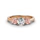 1 - Quyen GIA Certified 1.96 ctw (6.50 mm) Round Natural Diamond and Morganite Three Stone Engagement Ring 