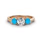 1 - Quyen GIA Certified 1.72 ctw (6.50 mm) Round Natural Diamond and Turquoise Three Stone Engagement Ring 
