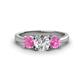 1 - Quyen IGI Certified 2.05 ctw (6.50 mm) Round Lab Grown Diamond and Pink Sapphire Three Stone Engagement Ring 
