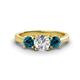 1 - Quyen IGI Certified 2.00 ctw (6.50 mm) Round Lab Grown Diamond and Blue Diamond Three Stone Engagement Ring 