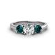 1 - Quyen IGI Certified 2.00 ctw (6.50 mm) Round Lab Grown Diamond and London Blue Topaz Three Stone Engagement Ring 