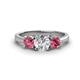 1 - Quyen IGI Certified 1.80 ctw (6.50 mm) Round Lab Grown Diamond and Pink Tourmaline Three Stone Engagement Ring 