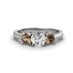 1 - Quyen IGI Certified 1.95 ctw (6.50 mm) Round Lab Grown Diamond and Smoky Quartz Three Stone Engagement Ring 