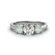 1 - Quyen IGI Certified 1.70 ctw (6.50 mm) Round Lab Grown Diamond and Opal Three Stone Engagement Ring 