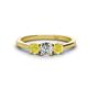 1 - Quyen 1.00 ctw (5.00 mm) Round Natural Diamond and Yellow Diamond Three Stone Engagement Ring  