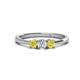 1 - Quyen 0.53 ctw (4.00 mm) Round Yellow Diamond and Lab Grown Diamond Three Stone Engagement Ring  
