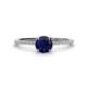 1 - Hannah 6.00 mm Classic Round Blue Sapphire and Diamond Engagement Ring 