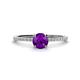 1 - Hannah 6.50 mm Classic Round Amethyst and Diamond Engagement Ring 