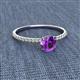 2 - Hannah 6.50 mm Classic Round Amethyst and Diamond Engagement Ring 