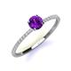 3 - Hannah 6.50 mm Classic Round Amethyst and Diamond Engagement Ring 