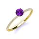 3 - Hannah 6.50 mm Classic Round Amethyst and Diamond Engagement Ring 