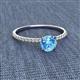 2 - Hannah 6.50 mm Classic Round Blue Topaz and Diamond Engagement Ring 