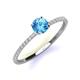 3 - Hannah 6.50 mm Classic Round Blue Topaz and Diamond Engagement Ring 