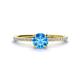 1 - Hannah 6.50 mm Classic Round Blue Topaz and Diamond Engagement Ring 