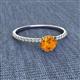 2 - Hannah 6.50 mm Classic Round Citrine and Diamond Engagement Ring 
