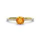 1 - Hannah 6.50 mm Classic Round Citrine and Diamond Engagement Ring 
