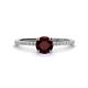 1 - Hannah 6.50 mm Classic Round Red Garnet and Diamond Engagement Ring 