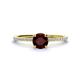1 - Hannah 6.50 mm Classic Round Red Garnet and Diamond Engagement Ring 
