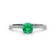 1 - Hannah 6.00 mm Classic Round Emerald and Diamond Engagement Ring 