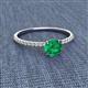 2 - Hannah 6.00 mm Classic Round Emerald and Diamond Engagement Ring 