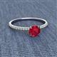 2 - Hannah 6.00 mm Classic Round Ruby and Diamond Engagement Ring 