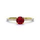 1 - Hannah 6.00 mm Classic Round Ruby and Diamond Engagement Ring 
