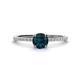 1 - Hannah 6.50 mm Classic Round London Blue Topaz and Diamond Engagement Ring 