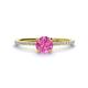 1 - Hannah 6.00 mm Classic Round Lab Created Created Pink Sapphire and Diamond Engagement Ring 