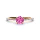 1 - Hannah 6.00 mm Classic Round Lab Created Created Pink Sapphire and Diamond Engagement Ring 