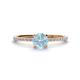 1 - Hannah 6.50 mm Classic Round Aquamarine and Diamond Engagement Ring 