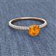 2 - Hannah 6.50 mm Classic Round Citrine and Diamond Engagement Ring 