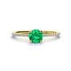 1 - Hannah 6.00 mm Classic Round Emerald and Diamond Engagement Ring 