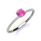 3 - Hannah 6.00 mm Classic Round Lab Created Created Pink Sapphire and Diamond Engagement Ring 