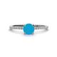 1 - Hannah 6.00 mm Classic Round Turquoise and Diamond Engagement Ring 