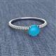 2 - Hannah 6.00 mm Classic Round Turquoise and Diamond Engagement Ring 