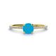 1 - Hannah 6.00 mm Classic Round Turquoise and Diamond Engagement Ring 