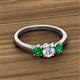 2 - Quyen 1.00 ctw (5.00 mm) Round Natural Diamond and Emerald Three Stone Engagement Ring  