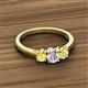 2 - Quyen 1.03 ctw (5.00 mm) Round Natural Diamond and Yellow Sapphire Three Stone Engagement Ring  