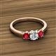 2 - Quyen 1.03 ctw (5.00 mm) Round Natural Diamond and Ruby Three Stone Engagement Ring  